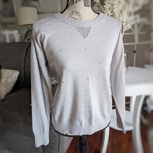 ♥️🅢🅞🅛🅓♥️ PEYTON PRIMROSE Fine Knit Long Sleeve Crew Neck Sweater Rhinestones
